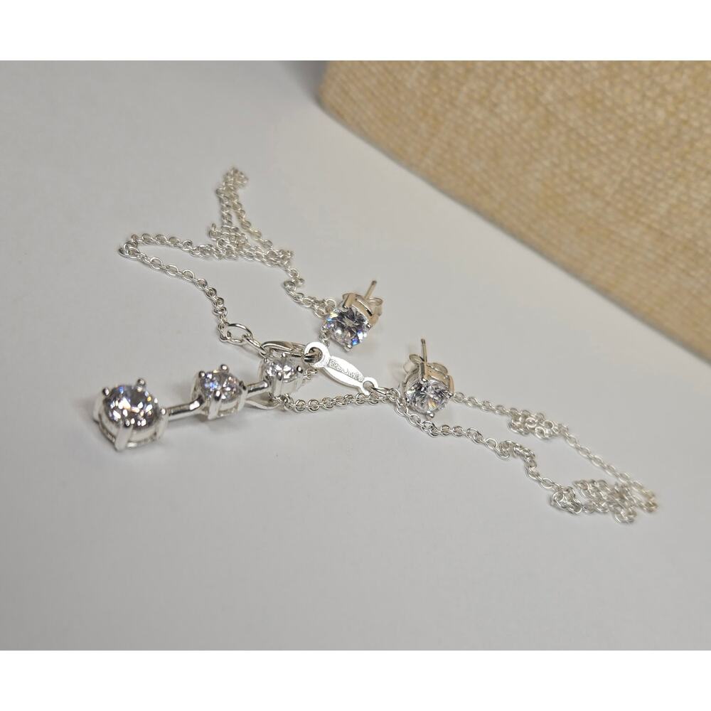 Vintage Orfevrerie Wiskemann 925 Sterling Silver Necklace and Earrings